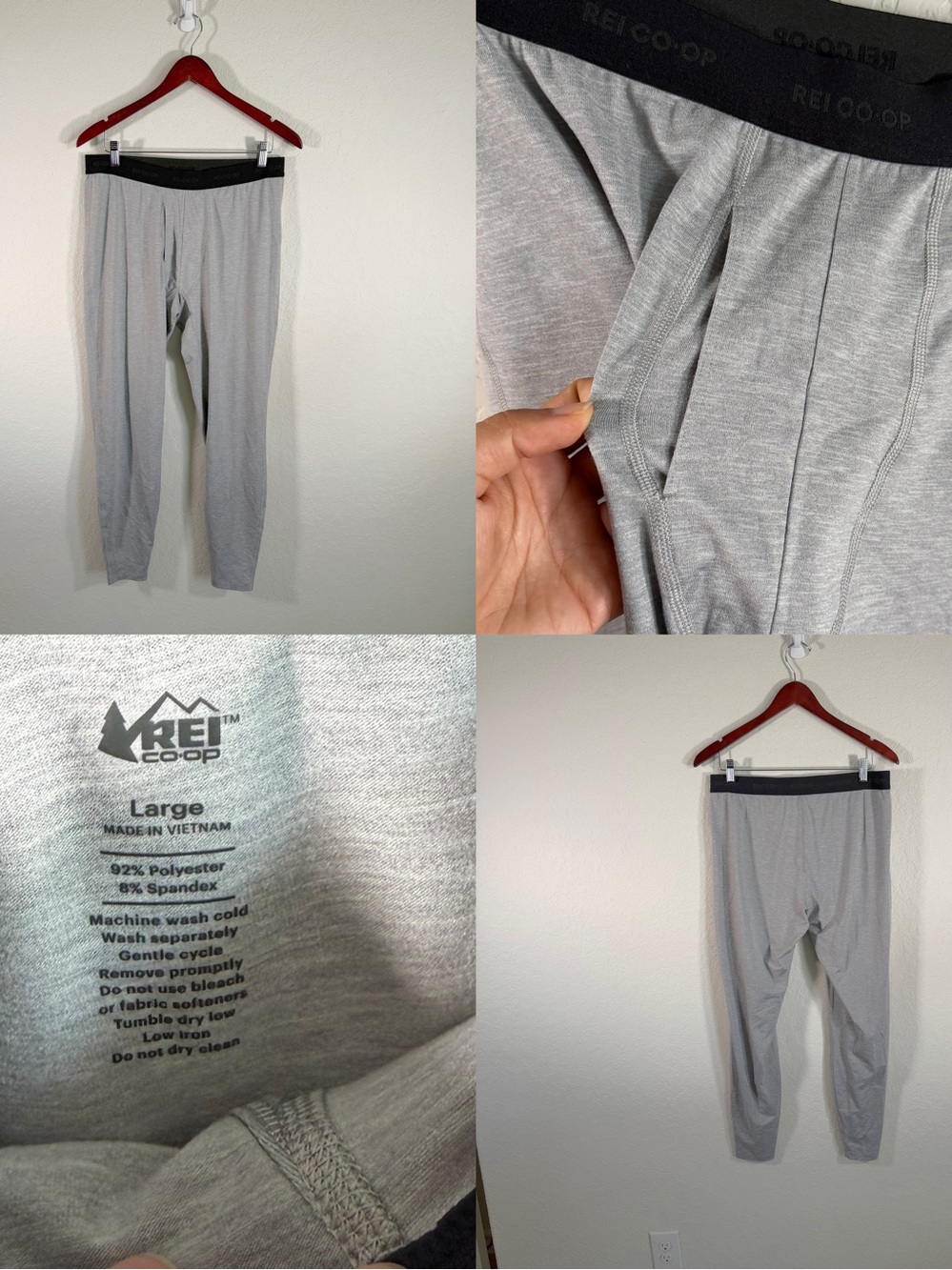 •REI• Mens Layering Leggings Grey Full Length Size Large
